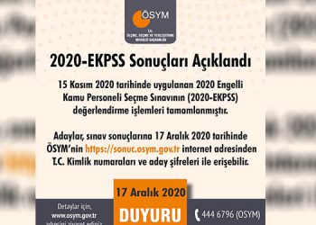 2020 EKPSS sonuçları açıklandı