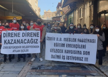 Belediye işçilerinden Meslek Fabrikası direnişine ziyaret