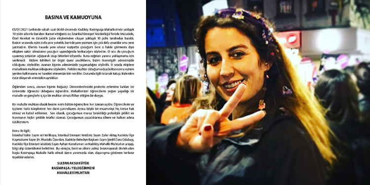 Yeldeğirmeni Mahallesi Muhtarı Sultan Aksu Kütük’ün evine polis baskını Yeldeğirmeni Mahallesi Muhtarı Sultan Aksu Kütük’ün evine polis baskını