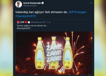 CHP’nin zam videosu Erdoğan etiketlenerek paylaşıldı