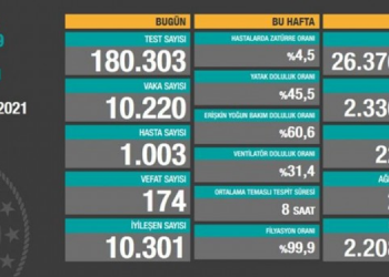 Koronadan 174 vefat, 10 bin 220 yeni vaka tespiti Koronadan 174 vefat, 10 bin 220 yeni vaka tespiti
