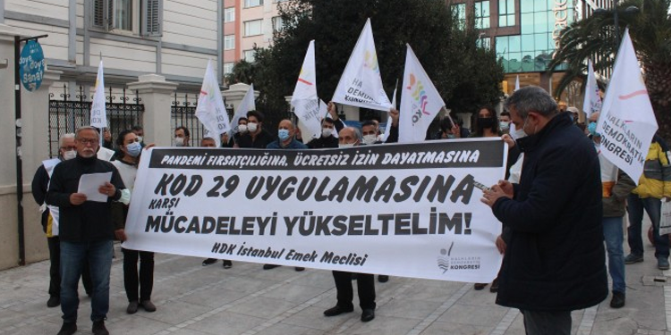 HDK Emek Meclisi salgın fırsatçılığını protesto etti HDK Emek Meclisi salgın fırsatçılığını protesto etti