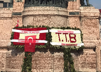 TTB ve İTO, Taksim Anıtı’na çelenk bıraktı