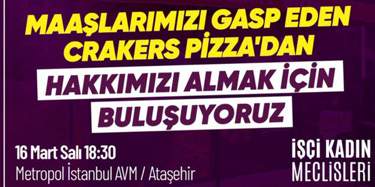 Crakers Pizza çalışanlarından eylem Crakers Pizza çalışanlarından eylem