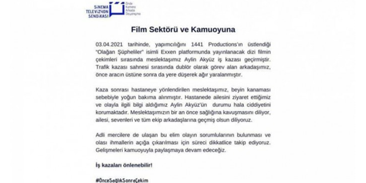 Dizi setinde “iş kazası” Dizi setinde “iş kazası”