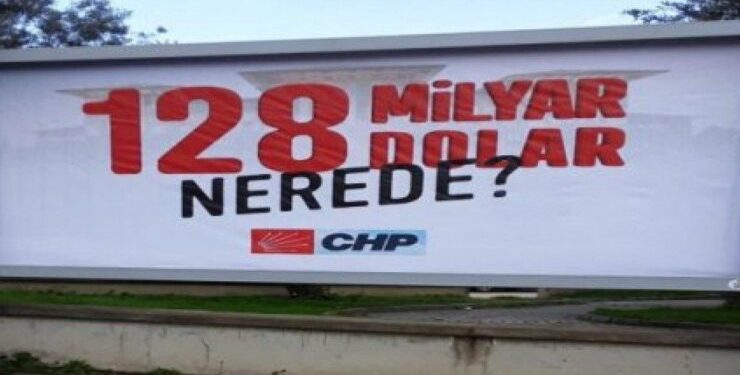 ‘128 milyar dolar nerede?’ afişi vinçle indirildi