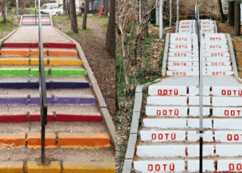 ODTÜ’de merdivenlerin rengi yine değişti