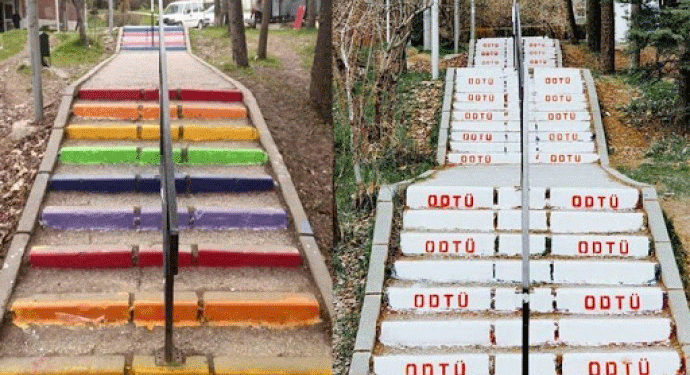 ODTÜ’de merdivenlerin rengi yine değişti ODTÜ’de merdivenlerin rengi yine değişti