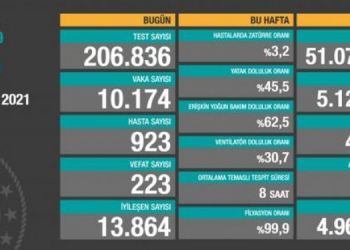 Koronadan 223 kişi daha hayatını kaybetti