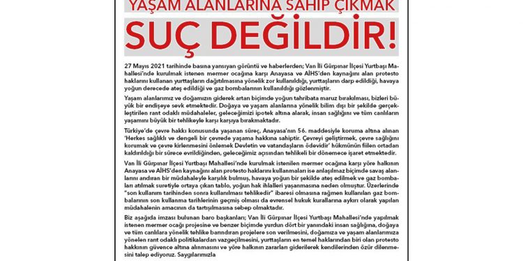 58 barodan Gürpınar açıklaması: Yaşam alanlarına sahip çıkmak suç değildir