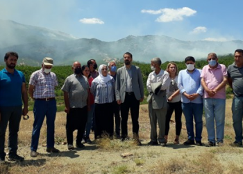 Arıcak’taki yangın bölgesinde inceleme