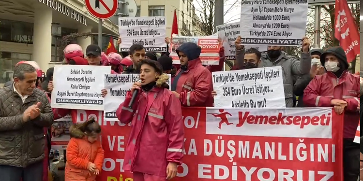 Yemeksepeti işçileri Almanya Başkonsolosluğu önünde eylem yaptı Yemeksepeti işçileri Almanya Başkonsolosluğu önünde eylem yaptı