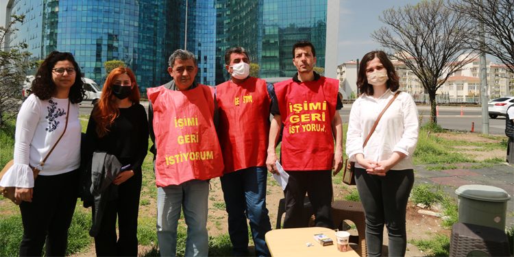 İşten atılan işçilerden CHP önünde eylem İşten atılan işçilerden CHP önünde eylem