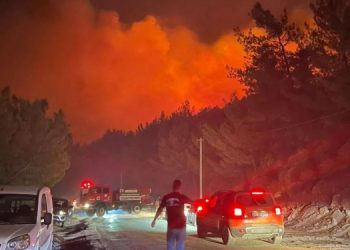 Datça’da orman yangını rüzgarın etkisiyle büyüyor