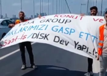 İnşaat işçileri Boğaziçi Köprü’sünü trafiğe kapattı