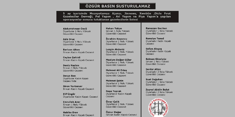 Tutsaklarla Dayanışma İnisiyatifi’nden tutuklanan gazeteciler için dayanışma çağrısı Tutsaklarla Dayanışma İnisiyatifi’nden tutuklanan gazeteciler için dayanışma çağrısı