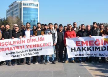 Amed’de inşaat işçileri eylemde: Taban fiyat 600 lira olsun