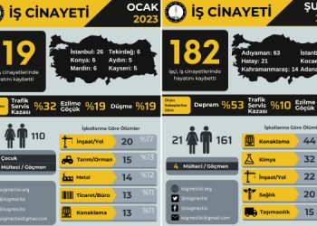 Ocak ayında en az 119, Şubat ayında en az 182 işçi hayatını kaybetti
