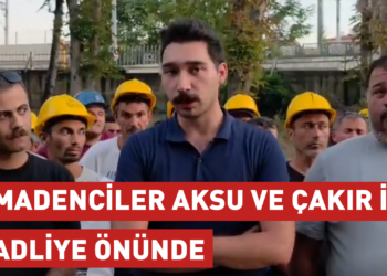 Madenciler Başaran Aksu ve Gökay Çakır için adliye önünde
